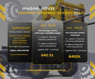 Imagine House Centrum Szkolenia Zawodowego - Kurs na wózki widłowe, suwnice, wózki specjalizowane, żurawie Brzesko